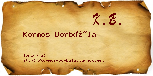 Kormos Borbála névjegykártya